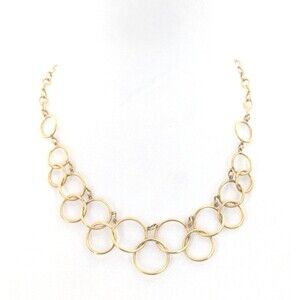 Premier Designs Signed Vintage Brushed Gold Linked Circles Collar Necklace